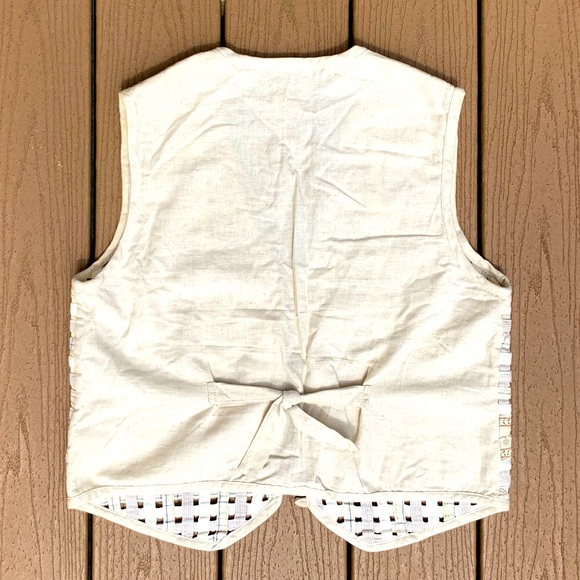 WINONA VINTAGE LATICE WORK EMBROIDERED LINEN COTTON BLEND VEST SIZE MEDIUM NWOT - Picture 6 of 6